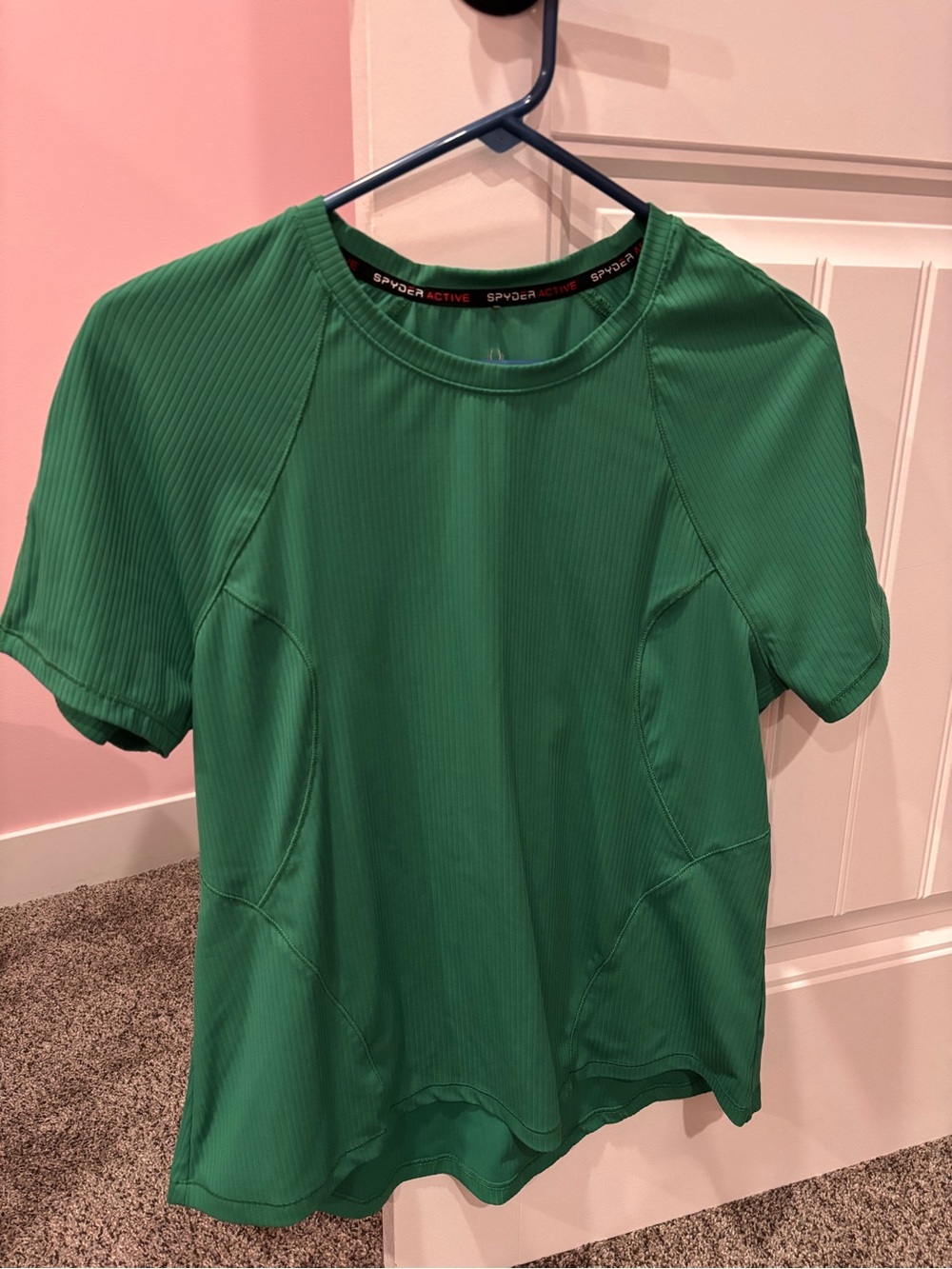 Spyder Green Ribbed Short Sleeve Performance Tee
